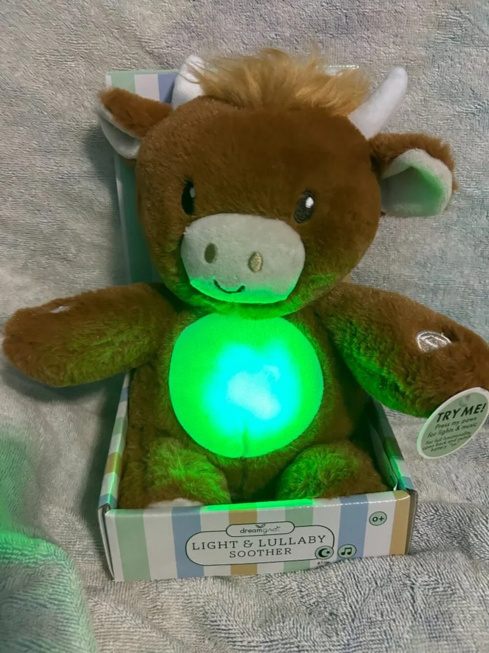 DreamGro Light & Lullaby Soother Brown Bull NWT